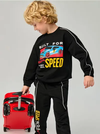 Dukserica s okruglim izrezom i printom Hot Wheels