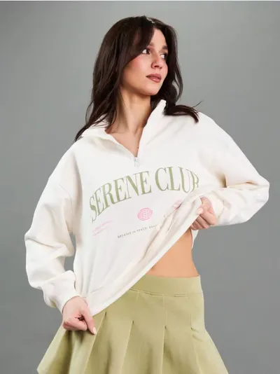Trenerka half-zip s natpisom "Serene Club"