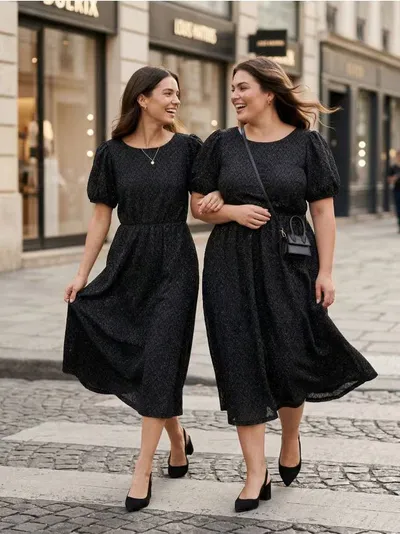Pletene midi haljina sa ажur uzorkom i metaliziranim koncem
