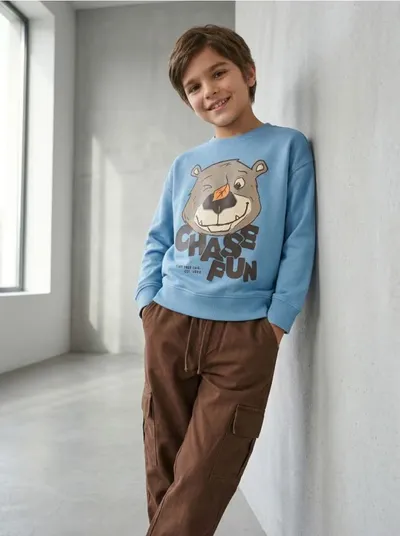 Crewneck dukserica s printom medvjedića od flisa