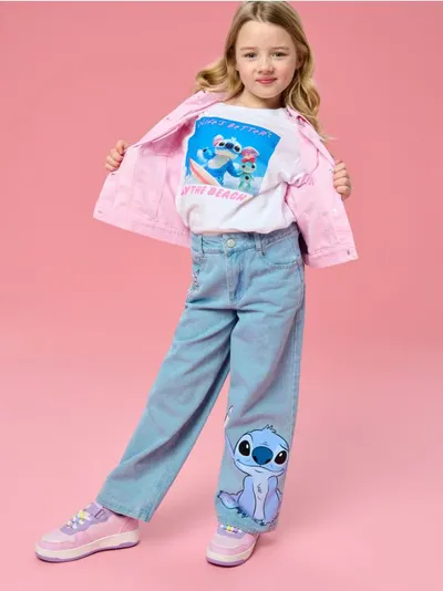 Wide leg farmerke Lilo & Stitch