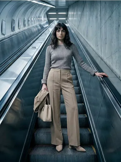 Rebrasti džemper s okruglim izrezom