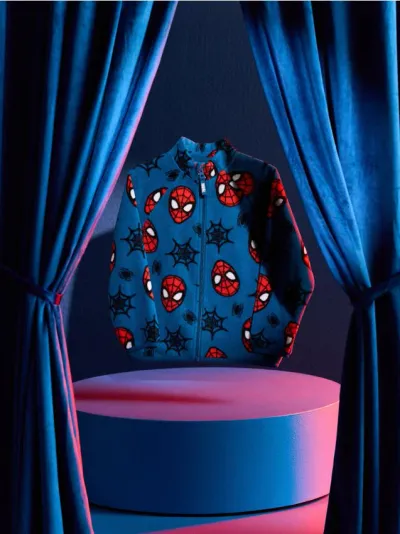 Flis bluza sa rajsferšlusom i stojećim okovratnikom Spider-Man