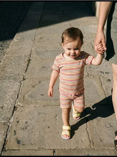 Pamučni pleteni komplet na pruge