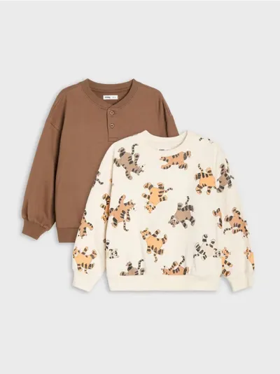 Dukserice crewneck loose fit s motivom životinja 2 pack