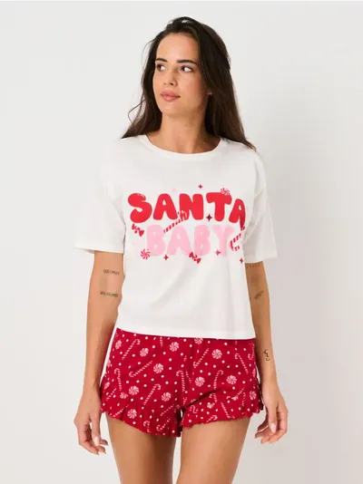 Božićna pidžama sa natpisom „Santa Baby“