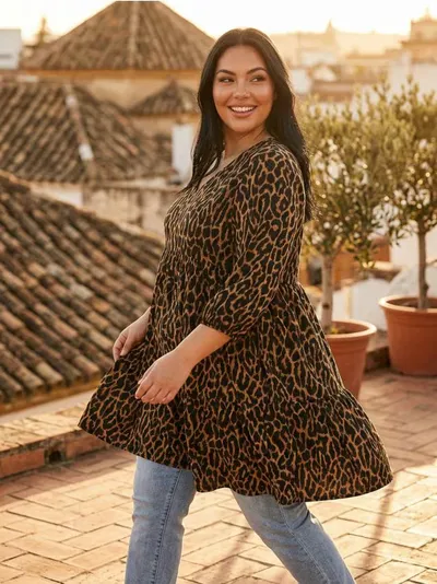 Haljina s leopard uzorkom Plus Size