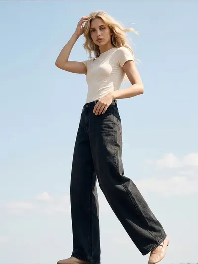 Wide leg farmerke sa ispranim efektom