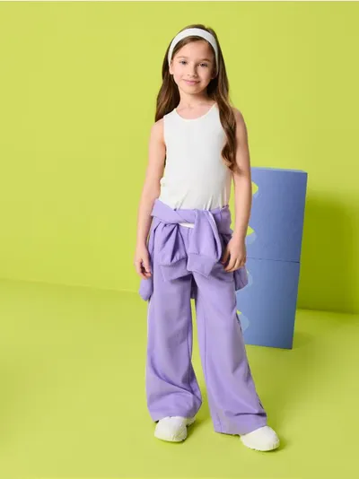 Wide leg pantalone sa mješavinom viskoze Active