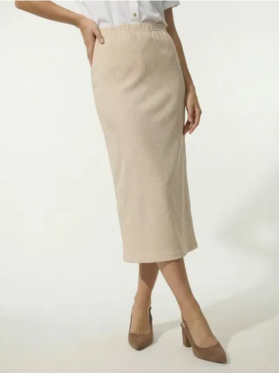 Rebrasta midi suknja s cirkonima