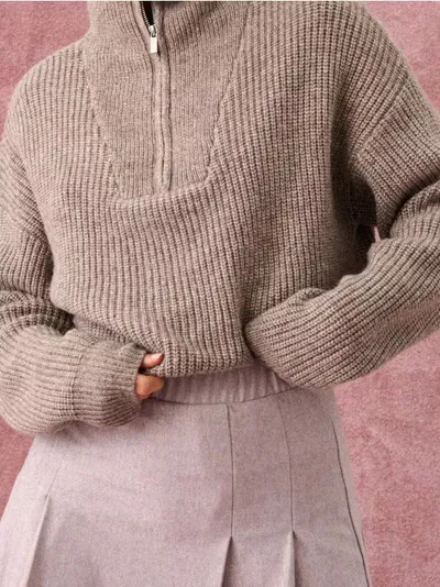 Half-zip džemper s dodatkom vune