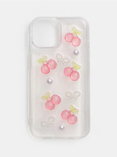 Maskica za iPhone 13/14 s motivom trešanja i mašni