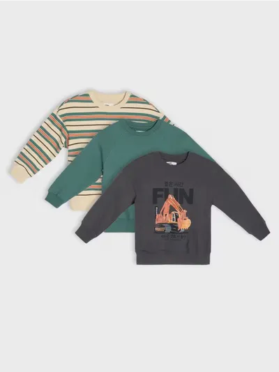 Crewneck dukserice sa printom i prugama 3 pack