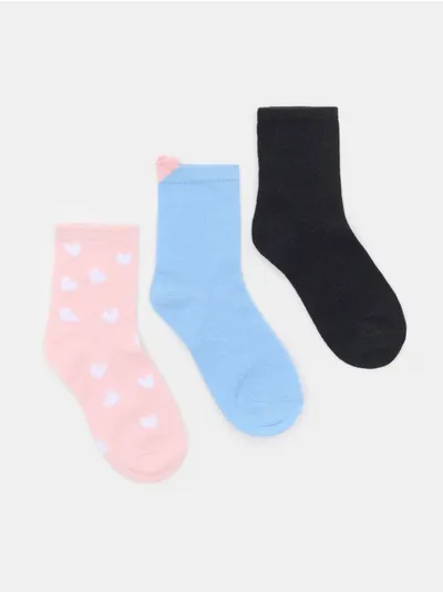 Duge čarape s motivom srca 3 pack