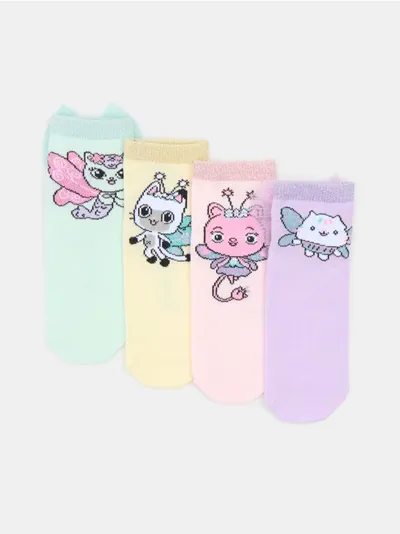 Rebraste čarape sa ukrasnim mašnicama 4 pack Gabby's Dollhouse