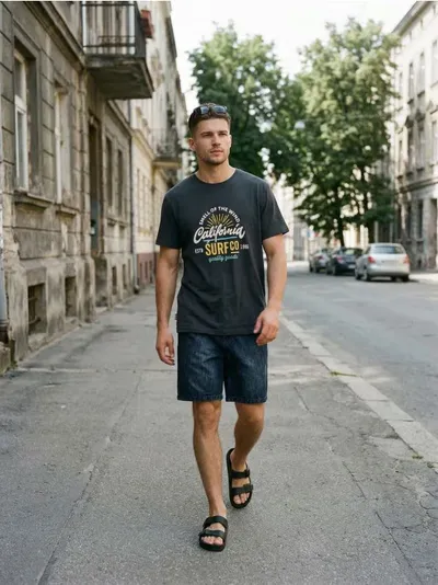 Teksas loose jogger šorc sa efektom ispranosti