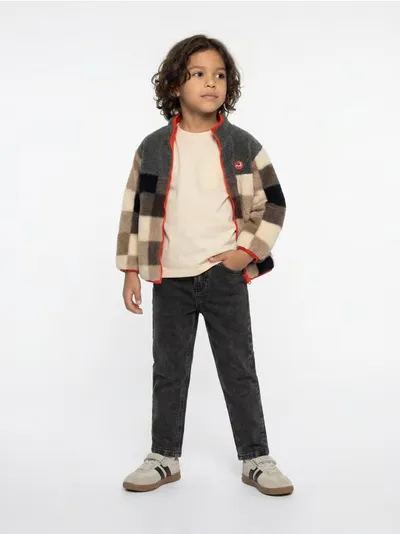Laka Sherpa Fleece Jakna sa Karo Uzorkom