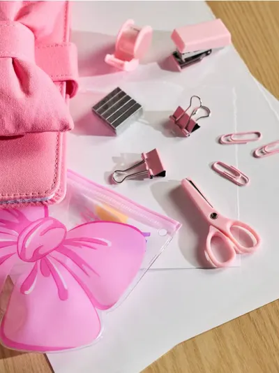 Set kancelarijskog materijala sa futrolom sa printom mašne 6 pack
