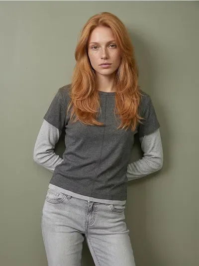 Rebrasta bluza s dugim rukavima