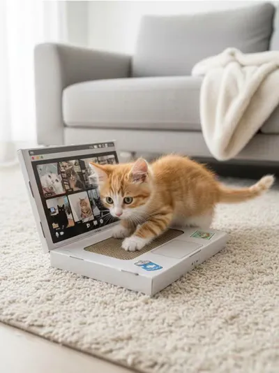 Grebalica za mačke u obliku laptopa