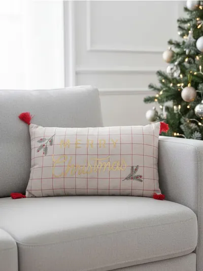Božićna jastuk sa natpisom „Merry Christmas”