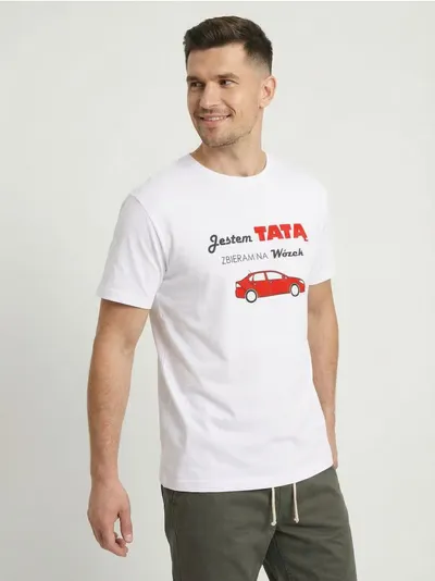 Pamučna majica s natpisom Jestem Tatą Zbieram Na Wózek