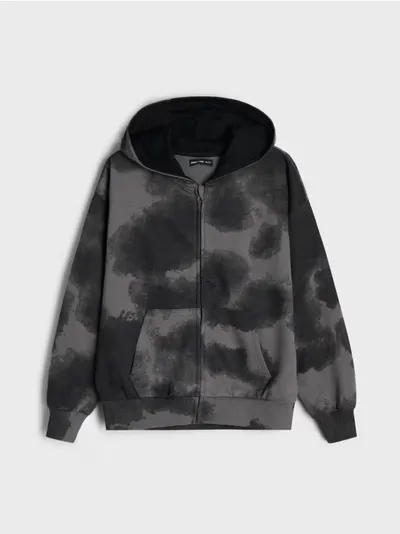 Dukserica sa patentnim zatvaračem i kapuljačom sa tie-dye uzorkom