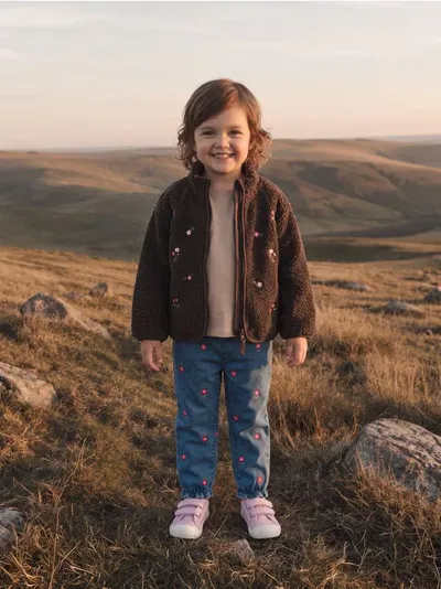 Teddy jakna s vezenim cvjetovima