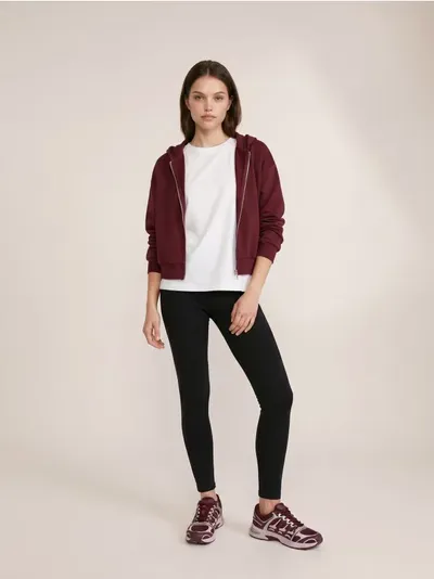 Zip-up dukserica sa kapuljačom sa mješavinom viskoze, soft touch