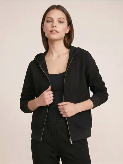 Zip-up dukserica sa kapuljačom sa mješavinom viskoze, soft touch