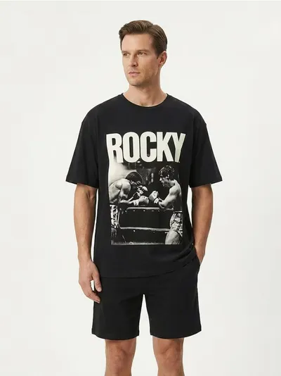 Pamučna dvodijelna pidžama s printom Rocky Balboa
