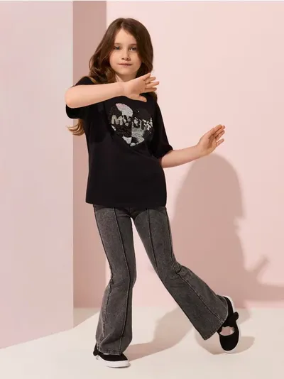 Flare jeggings s efektom pranja