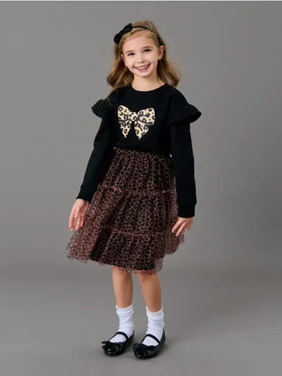Tila midi suknja s leopard uzorkom