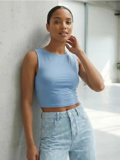 Pamučni basic crop top