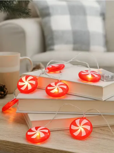 Božićne LED lampice s motivom mentol bombona