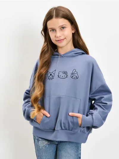 Dukserica s kapuljačom i vezom Hello Kitty