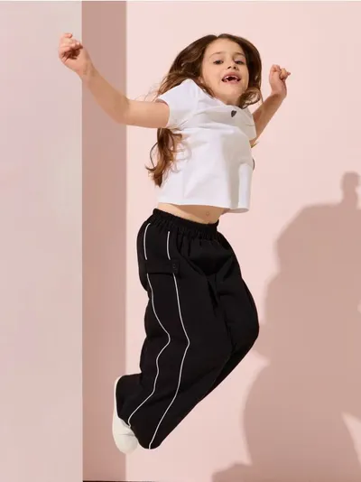 Wide leg hlače od interlock pletiva