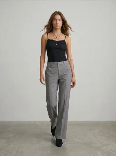 Elegantne pantalone straight leg s dodatkom viskoze