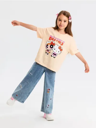 Farmerke wide leg s vezom Hello Kitty and Friends x Powerpuff Girls