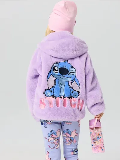 Plišana jakna sa vezom Stitch na leđima
