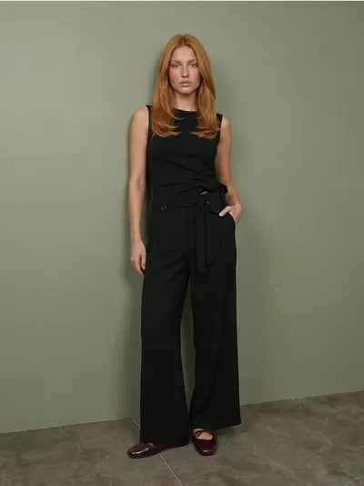 Wide leg pantalone sa mješavinom viskoze