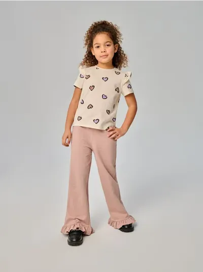 French terry pantalone s volanom