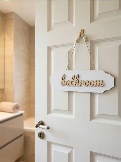 Viseća dekoracija za vrata s natpisom Bathroom