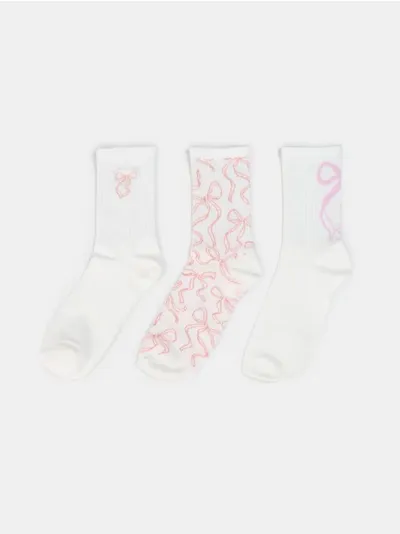 Visoke čarape s motivom mašni 3 pack