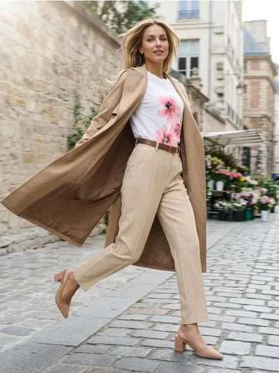 Cigarete pantalone sa šavom na ivici i kaišem
