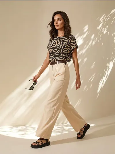 Elegantne wide leg hlače s kaišem
