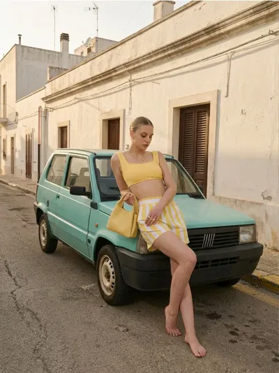 Šorc na pruge s mješavinom viskoze i lana