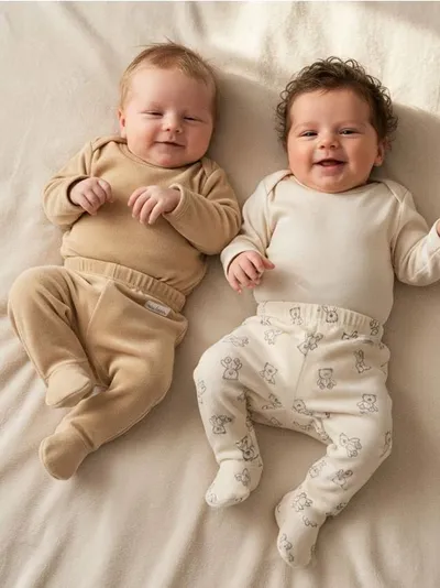 Set baršunastih bebi pantalona sa stopalima 2 pack