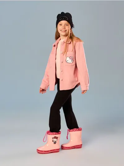 Gumene čizme Hello Kitty sa preklopnim rubom i svetlećim đonom