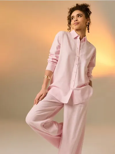 Široke pantalone s mješavinom lana